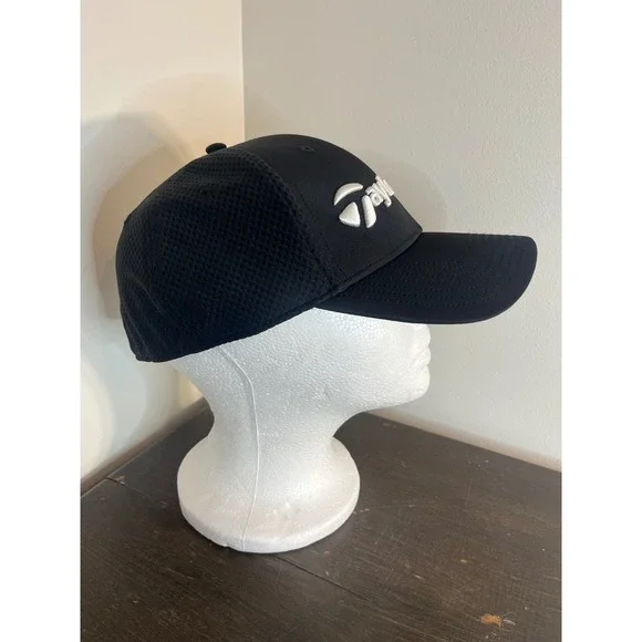 TaylorMade Black Golf Cap Hat Flex Fit Embroidered Logo Men's L XL - Picture 3 of 7
